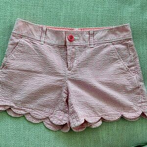 Pink and white striped seersucker Lilly Pulitzer shorts, size 0